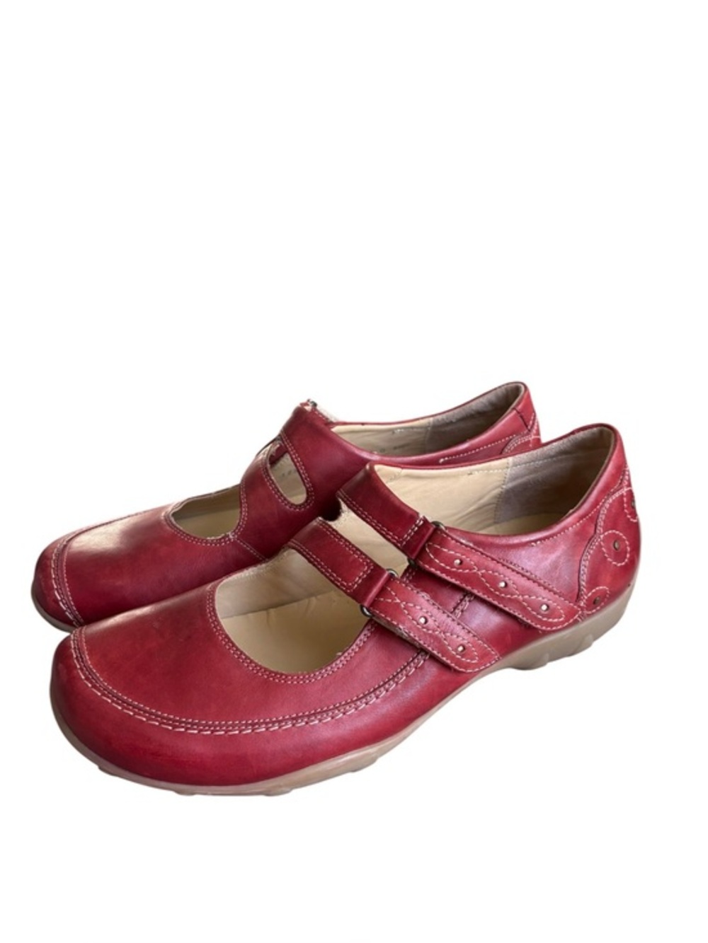 Durea Red  Leather Mary Jane Comfort Shoes Women's Size US7.5/ UK5.5